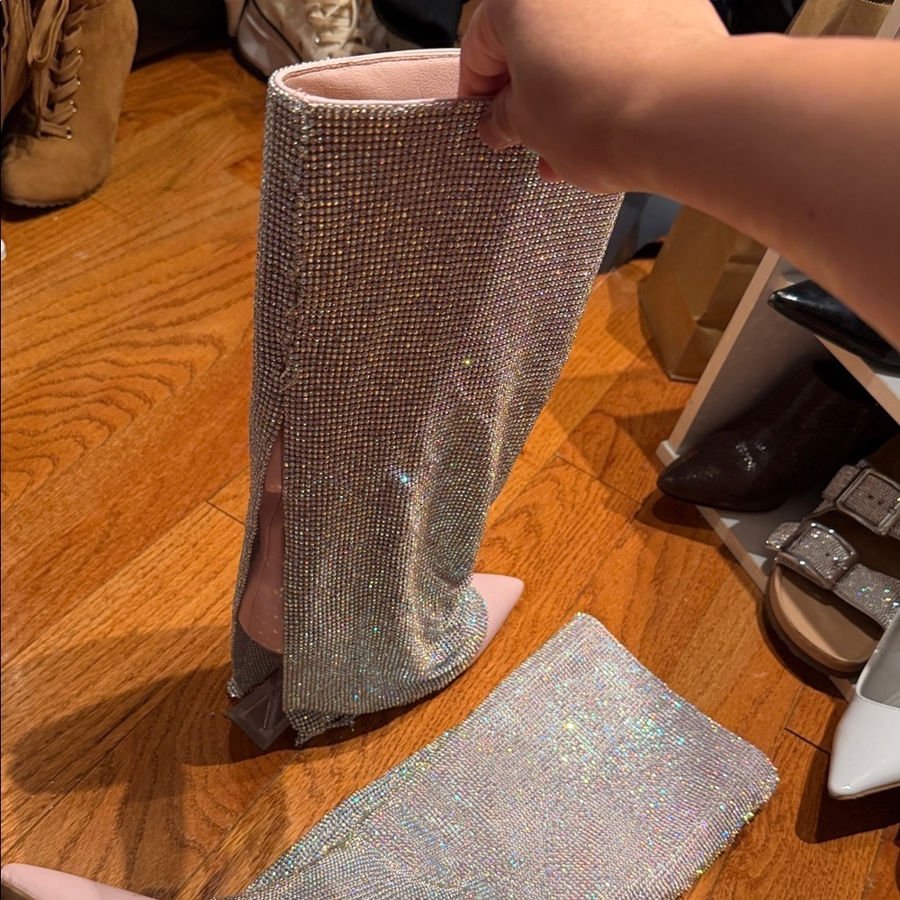Dazzling Rhinestone Heeled Boots - Picture 3 of 5